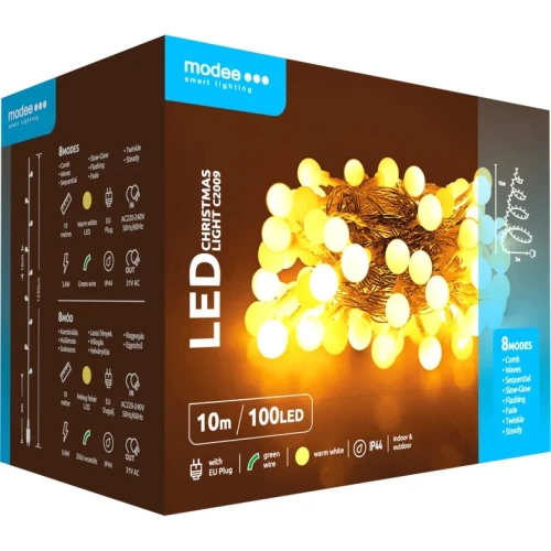 Lampki choinkowe kulki MODEE 10m ciepła barwa 100LED ML-C2009