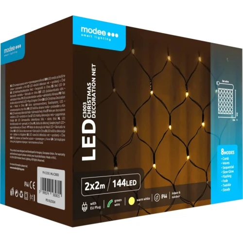 Lampki siatka MODEE 2x2m ciepła barwa 144LED ML-C3003