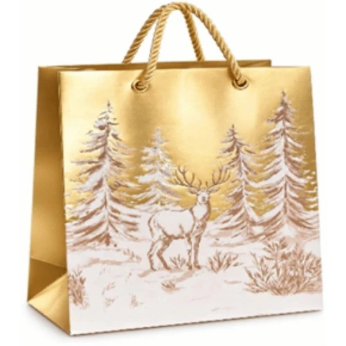 Torebka prezentowa VEL1010 ZŁOTY RENIFER 26x32x12cm PaKaDo