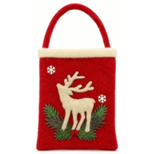 Torba prezentowa XPK3003 CZERWONA BIAŁY RENIFER 27x33cm PaKaDo