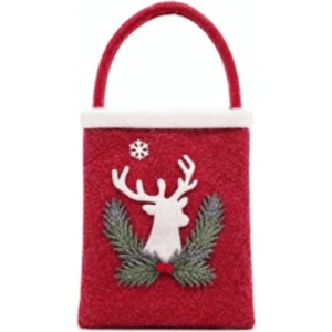 Torba prezentowa XPK3005 CZERWONA BIAŁE POPIERSIE RENIFERA 21,5x27cm PaKaDo