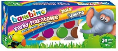 Farby plakatowe 24 kolory, 10 ml BAMBINO